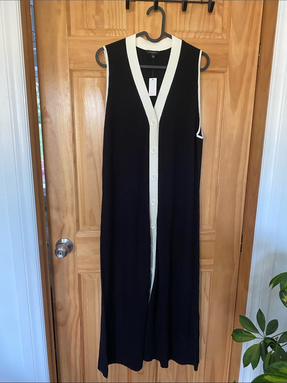 Talbots Black Maxi Dress with Cream Trim